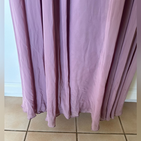 Dusty Rose Bridesmaid Dress Sweetheart neckline with off shoulder sleeves. - Picture 3 of 5